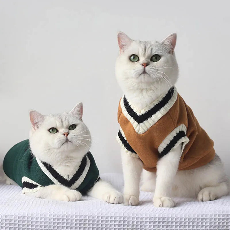 Cozy Cat & Dog Sweater Pullover - Stylish Winter Vest for Small Pets