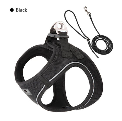 Premium Adjustable Reflective Dog Harness and Leash Set for Small to Medium Breeds - Perfect for Outdoor Adventures with Your Puppy or Cat