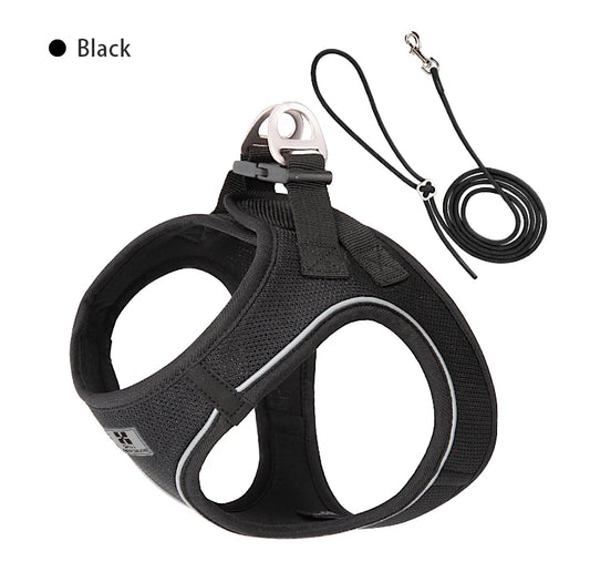 Premium Adjustable Reflective Dog Harness and Leash Set for Small to Medium Breeds - Perfect for Outdoor Adventures with Your Puppy or Cat
