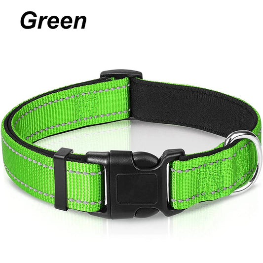 Ultimate Reflective Dog Collar for Medium to Large Dogs - Soft Neoprene Padded, Durable Nylon, and Adjustable for Comfort and Safety