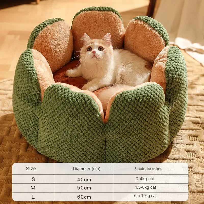 Cozy Up Your Cat This Winter with the Thickened Fleece Cactus Nest Bed - Perfect for Snuggling!