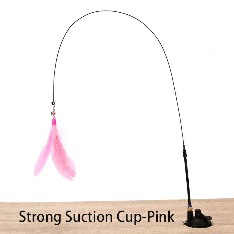 Engaging Interactive Feather Wand Toy for Cats - Suction Cup Teaser for Endless Fun