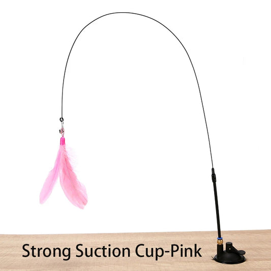 Engaging Interactive Feather Wand Toy for Cats - Suction Cup Teaser for Endless Fun